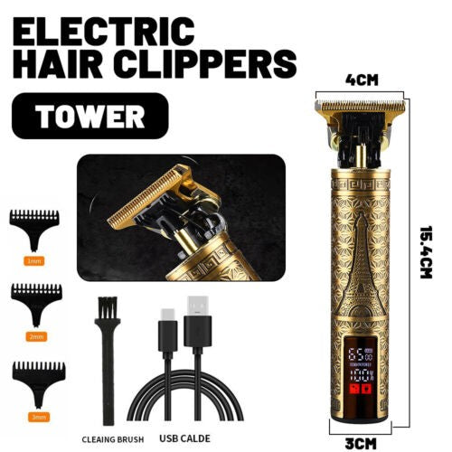 Cordless Professional Hair Clippers & Beard Trimmer Set with Metal Shell