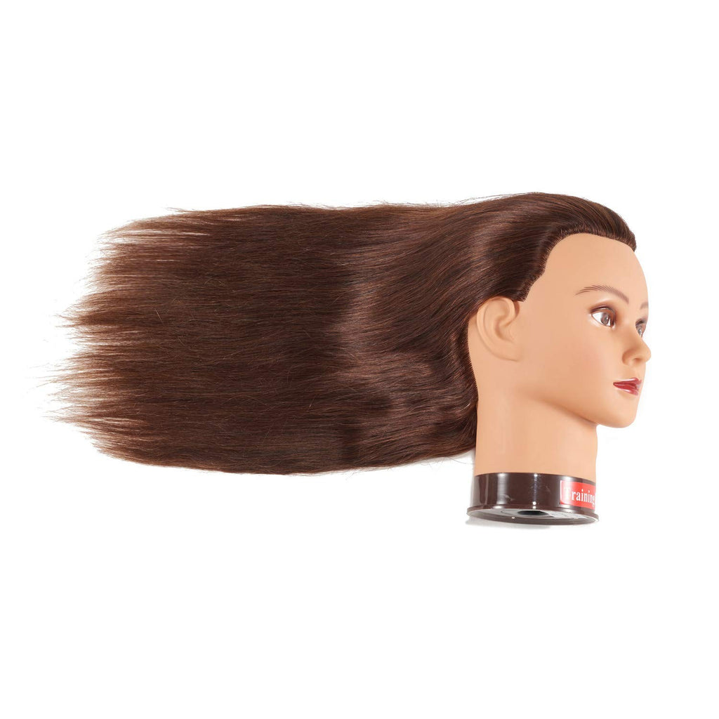 Training Head for Hair Styling Practice 20-22 Inch Human Hair Brown