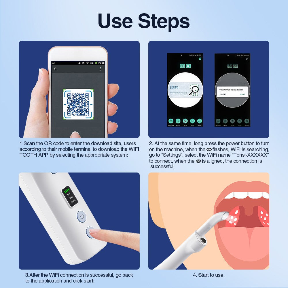 Electronic Tonsil Stone Remover with HD Camera & Suction Kit