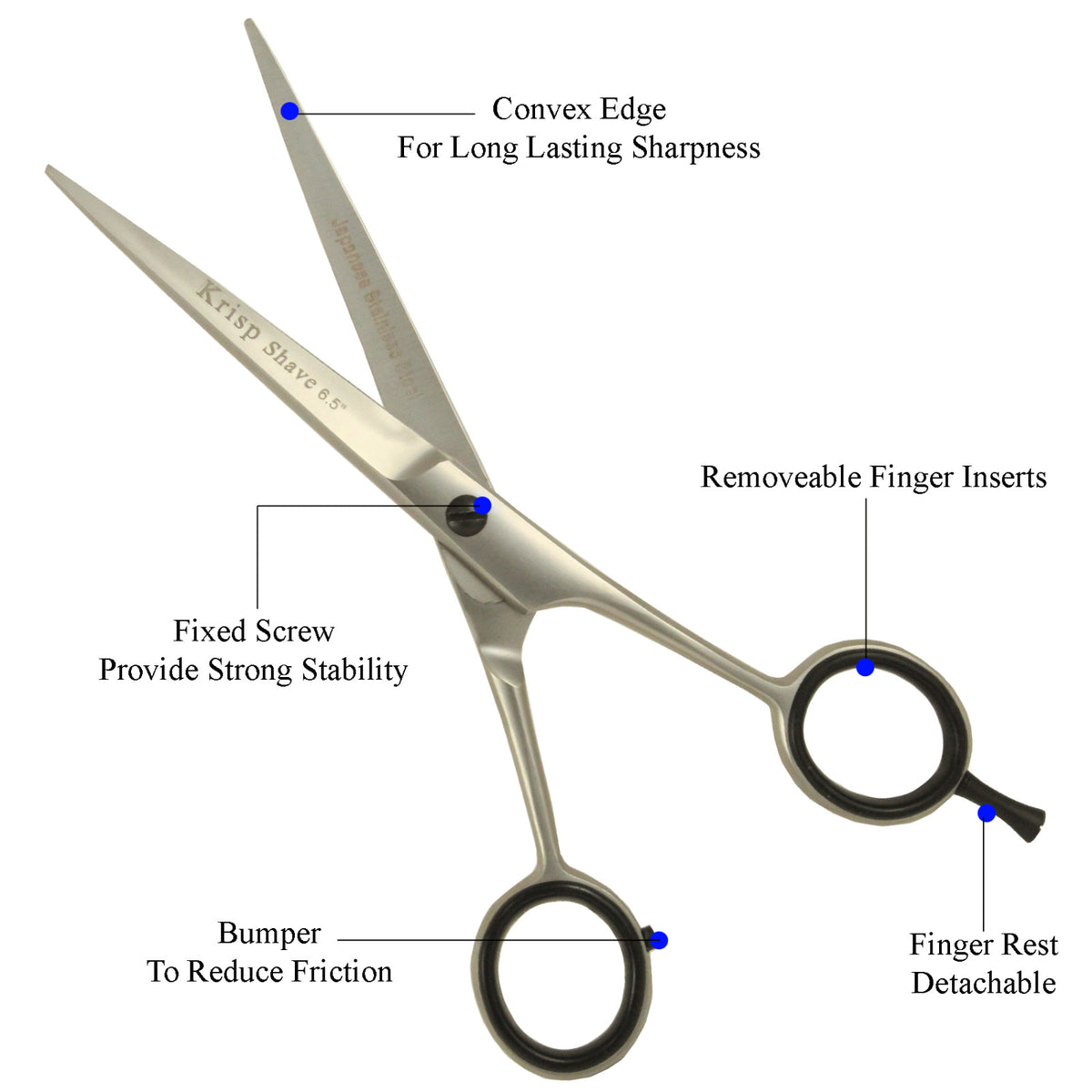 6.5 Inch Stainless Steel Hair Cutting Shears for Barbers and Stylists