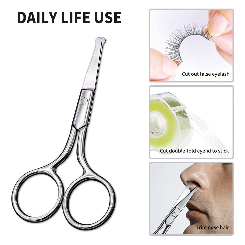 Mini Round-Tip Nose, Eyebrow & Facial Hair Scissors - Silver