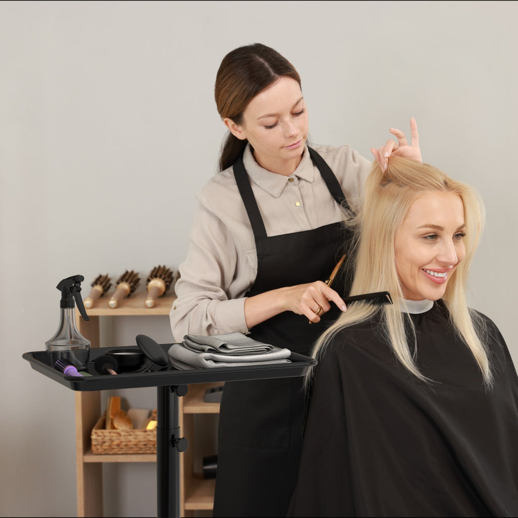 Adjustable Salon Trolley on Wheels Premium Aluminum Rolling Tray
