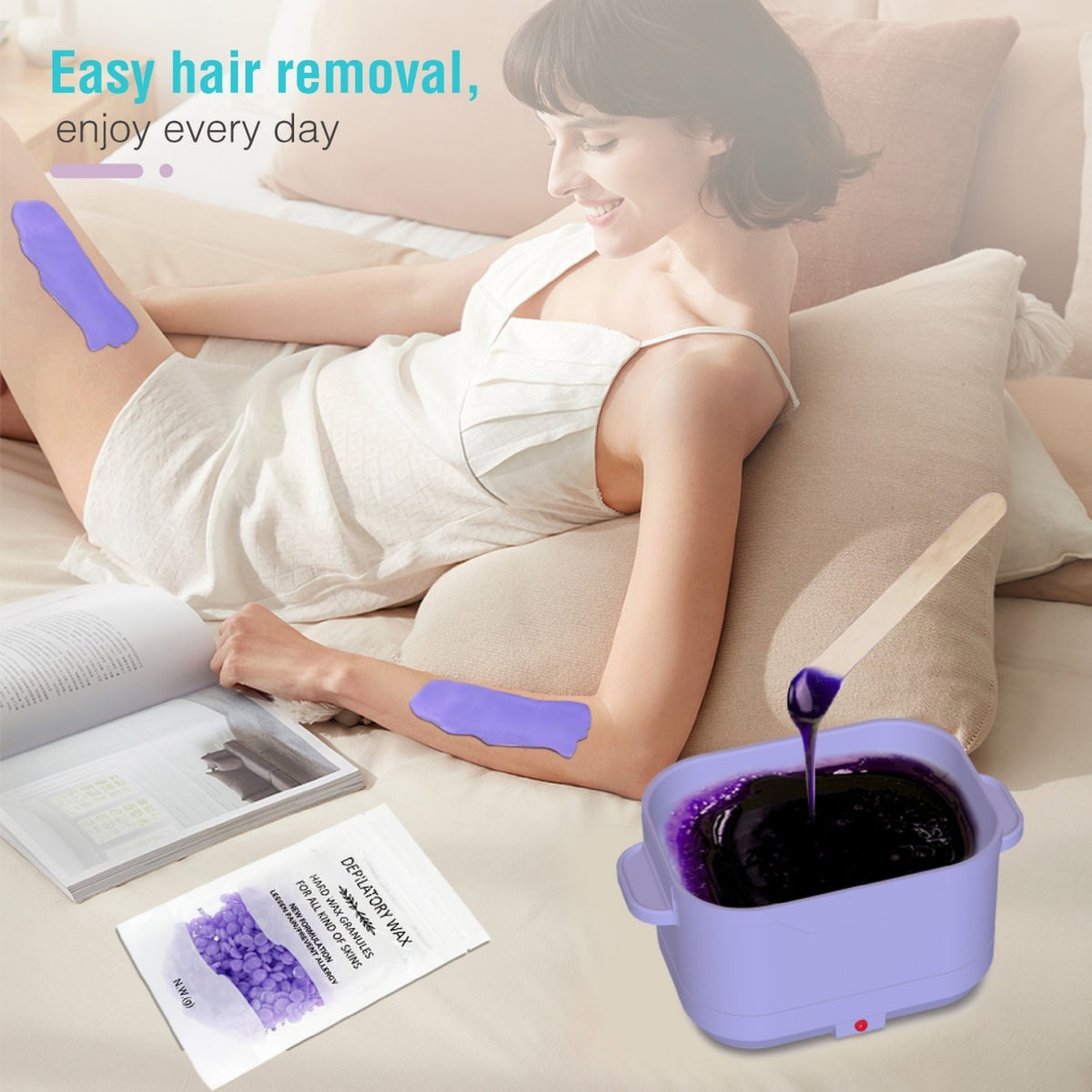 Foldable Silicone Wax Warmer Hair Removal Kit Travel Home Waxing Device 500ml