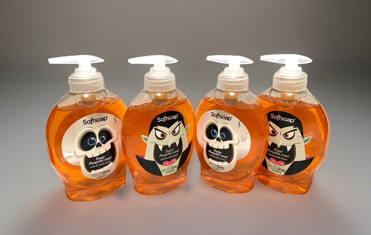 Lot of 4 Halloween Themed Liquid Hand Soap Pump Bottles - Pumpkin Scent