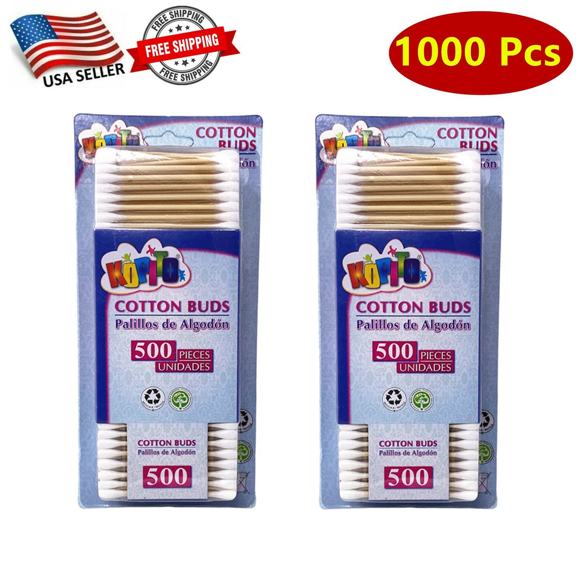 1000 Pcs Bamboo Cotton Swabs Makeup and Ear Cleaning Double Tipped Applicators