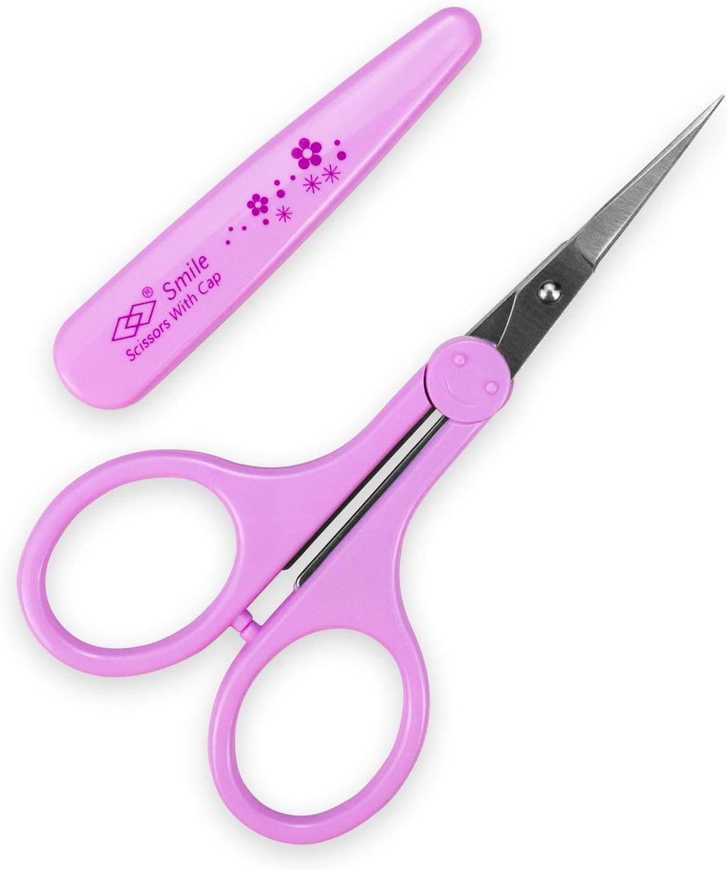Eyebrow Scissors for Facial, Nose, Mustache & Beard Hair Trimming - Long Purple Stainless Steel