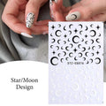 Nail Decals Stickers - Crescent Moon, Star, Heart, Flower, Leaf Designs for Nail Art