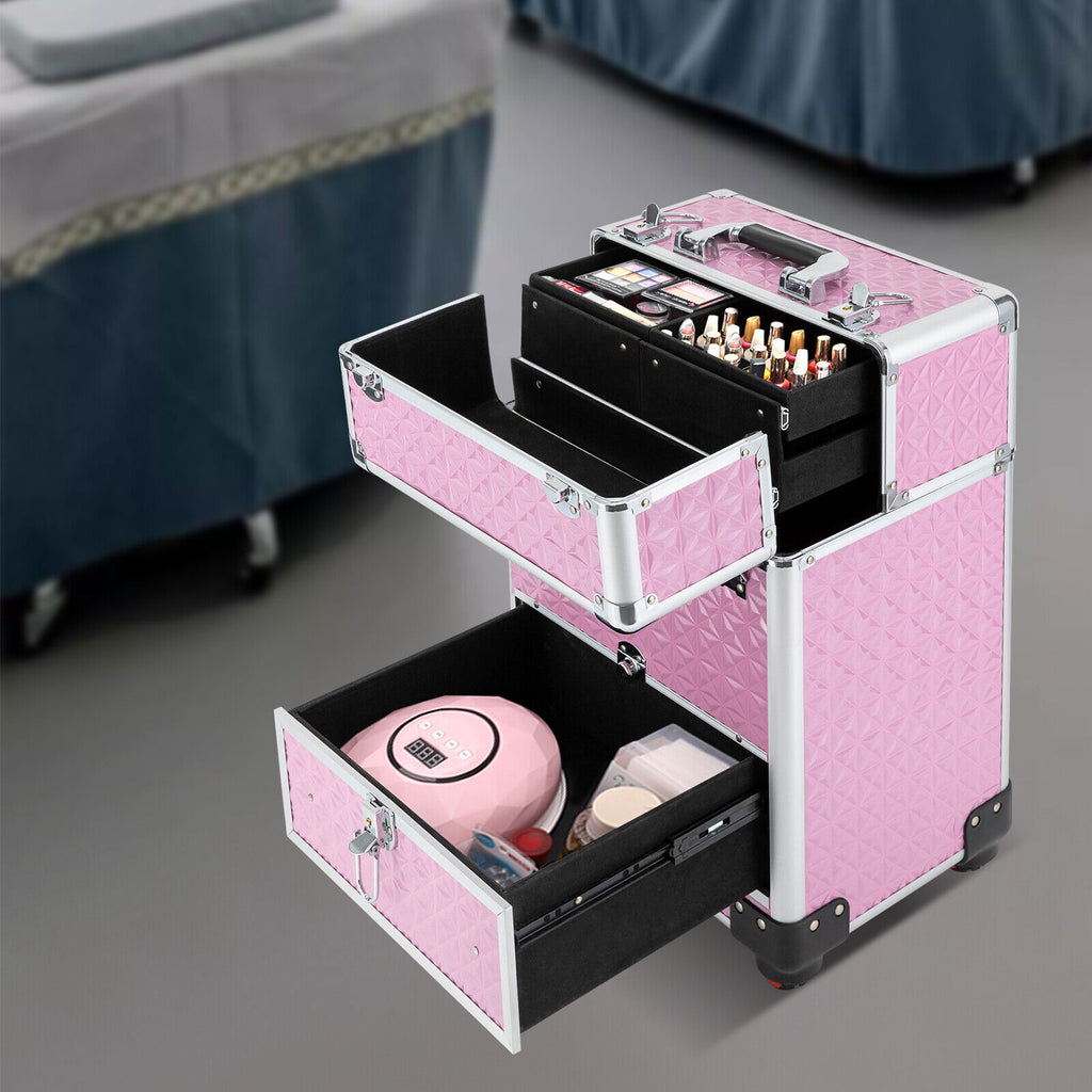 Rolling Makeup Train Case with Large Capacity & Organizer