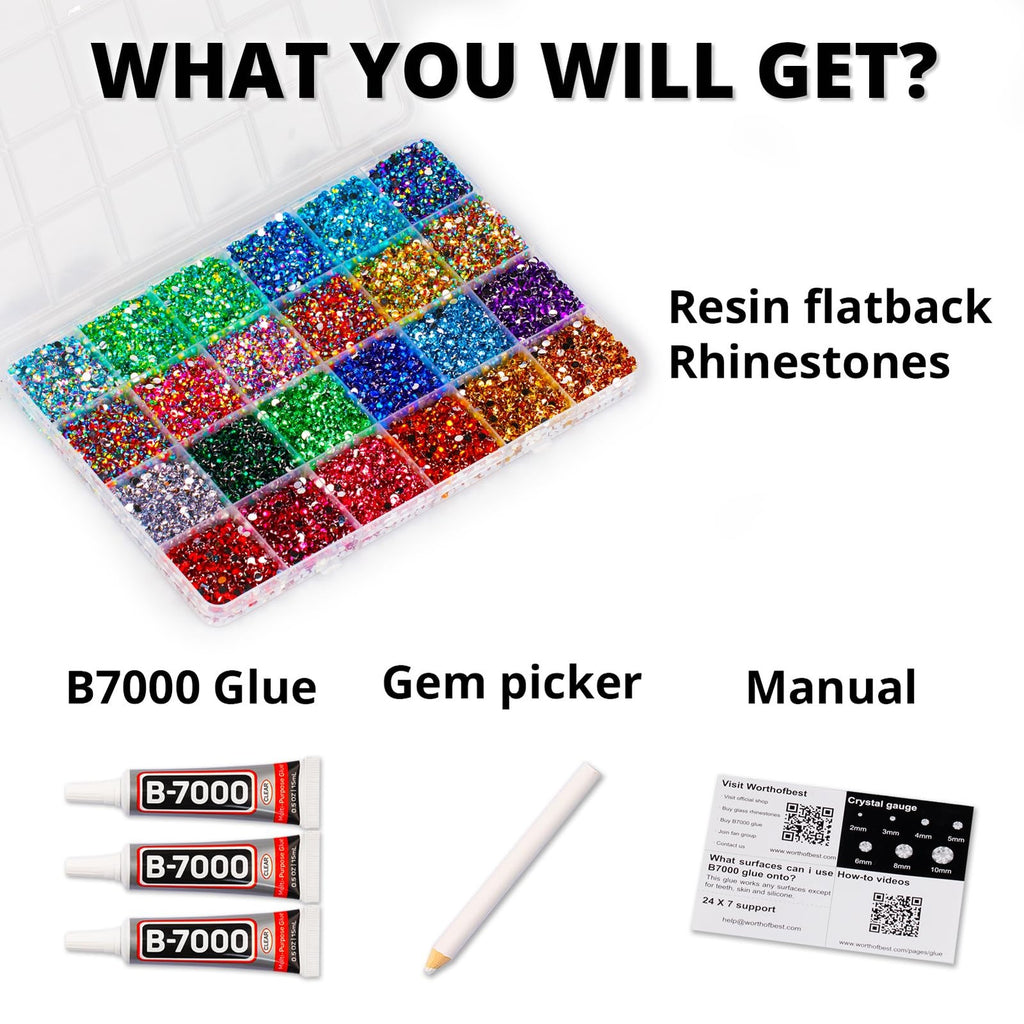 31000Pcs Rhinestones Bedazzling Kit for Crafts Clothes Nail Art with Glue