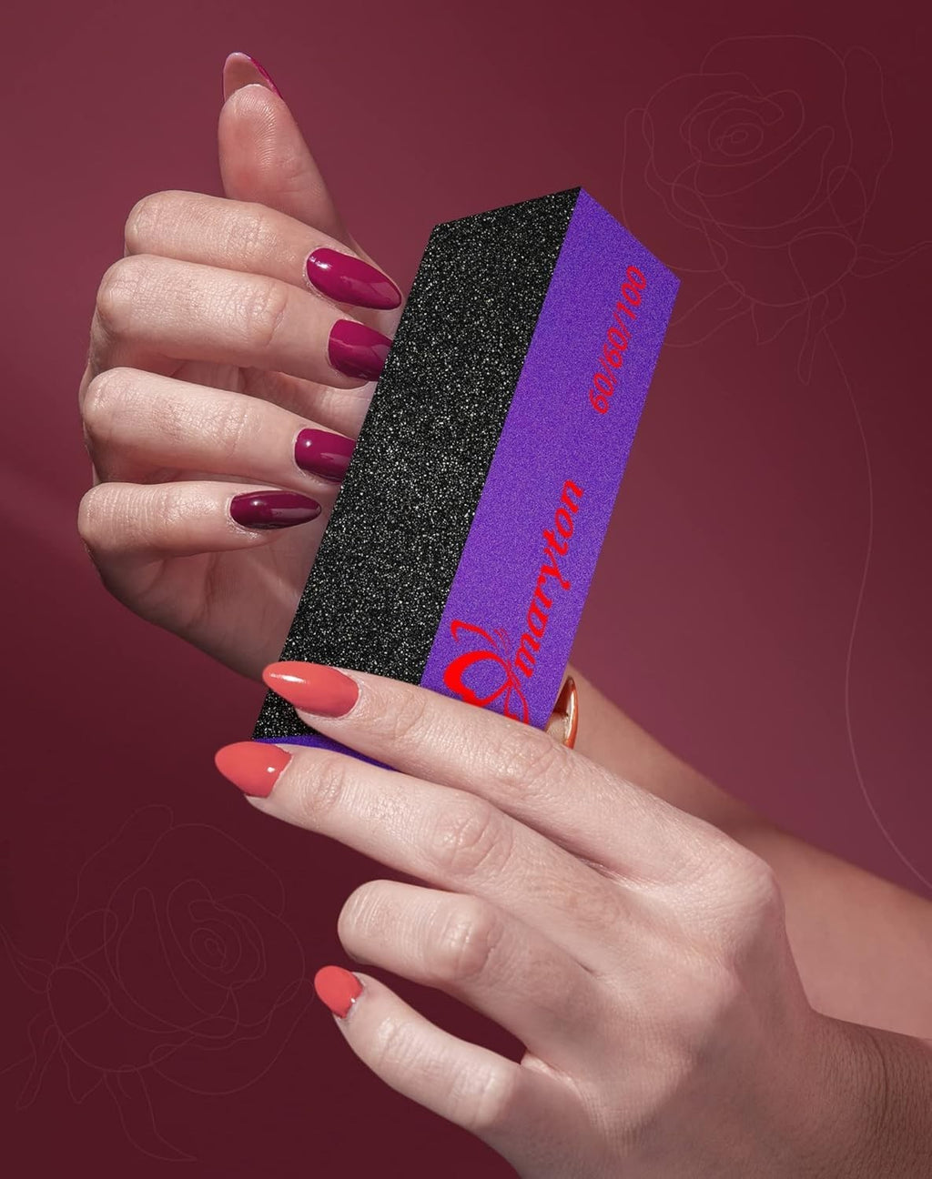 Heavy-Duty Acrylic Nail Buffing Files Set - 10 Black & Purple Grit 60/100