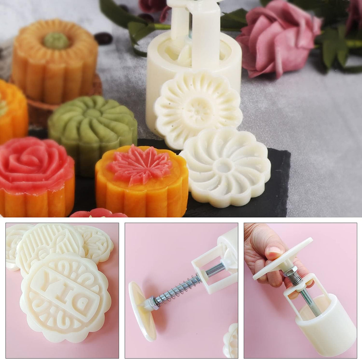 Bath Bomb Mold Set with 2 Presses & 12 Pattern Stamps for DIY Bath Bombs