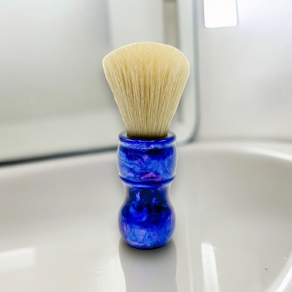Large Blue Handle Boar Bristle Shaving Brush for Lather & Exfoliation