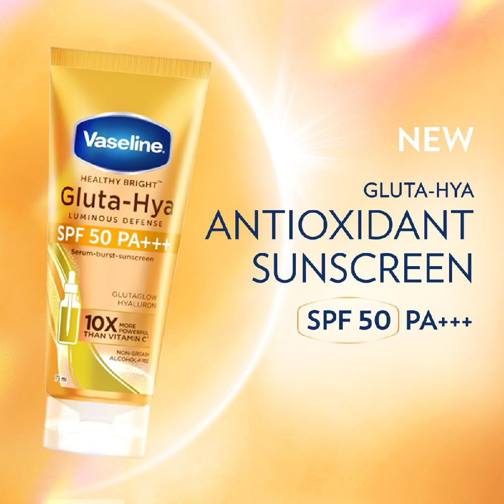 Vaseline Gluta Hya SPF 50 Sunscreen Lotion for Face & Body - Antioxidant & Hydrating, 175ML