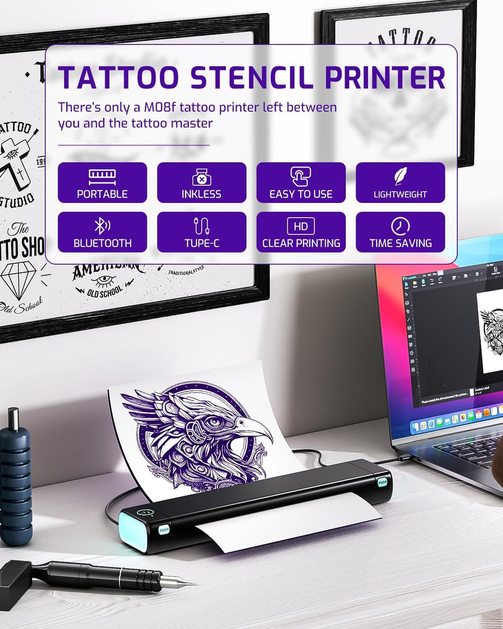 Tattoo Stencil Printer for Transfer Paper – Portable Thermal Printer