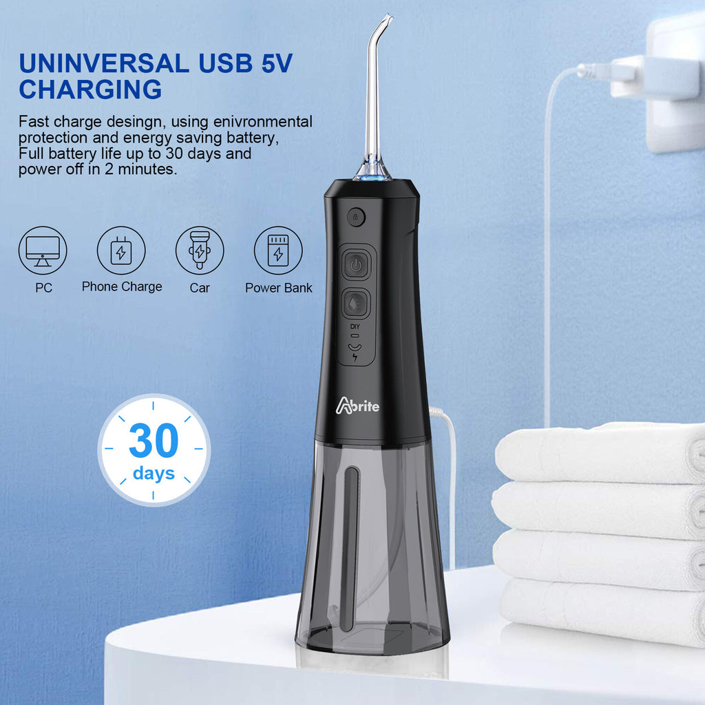 Cordless Water Flosser 300ml Oral Irrigator for Dental Cleaning Black