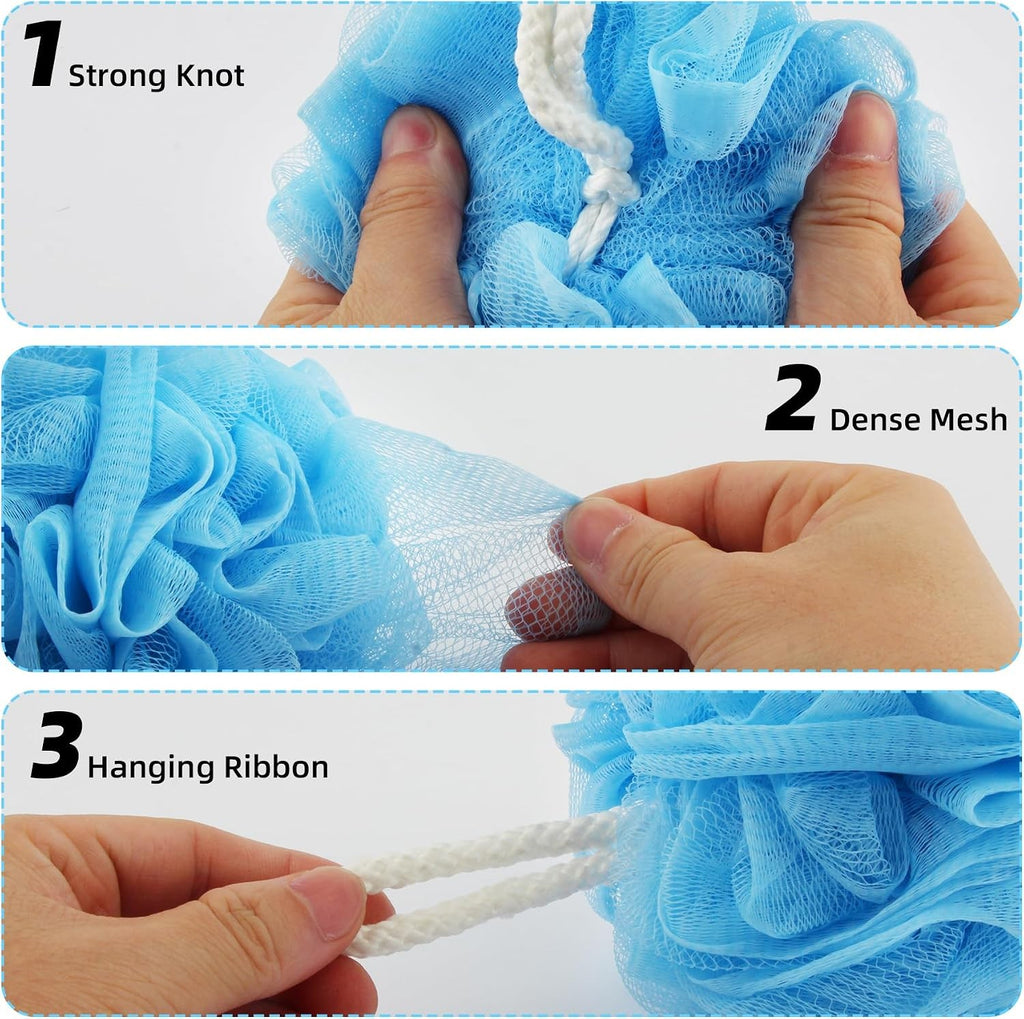 Bath Loofah Balls Set of 4 – Durable Shower Scrubber Sponges for Body Cleaning