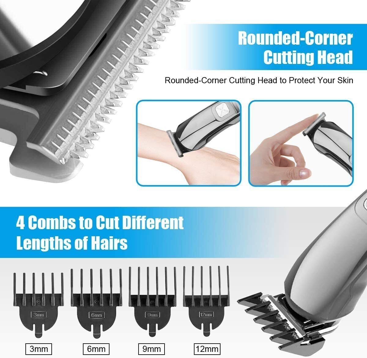 Cordless Men’s Hair Clippers & Trimmer Kit with 6 Attachments & LCD Display