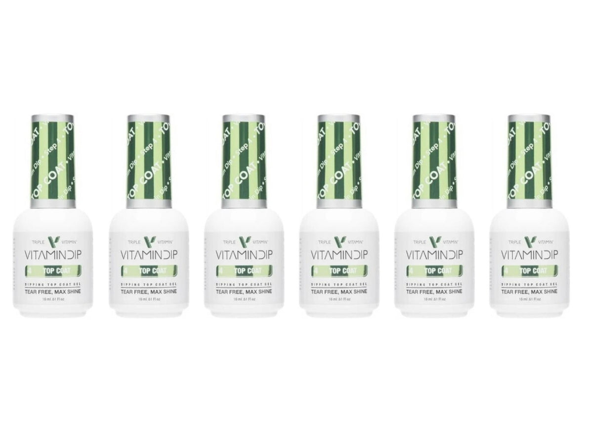 Triple Vitamin Nail Top Coat - Protective Shiny Finish, 15mL, Set of 6