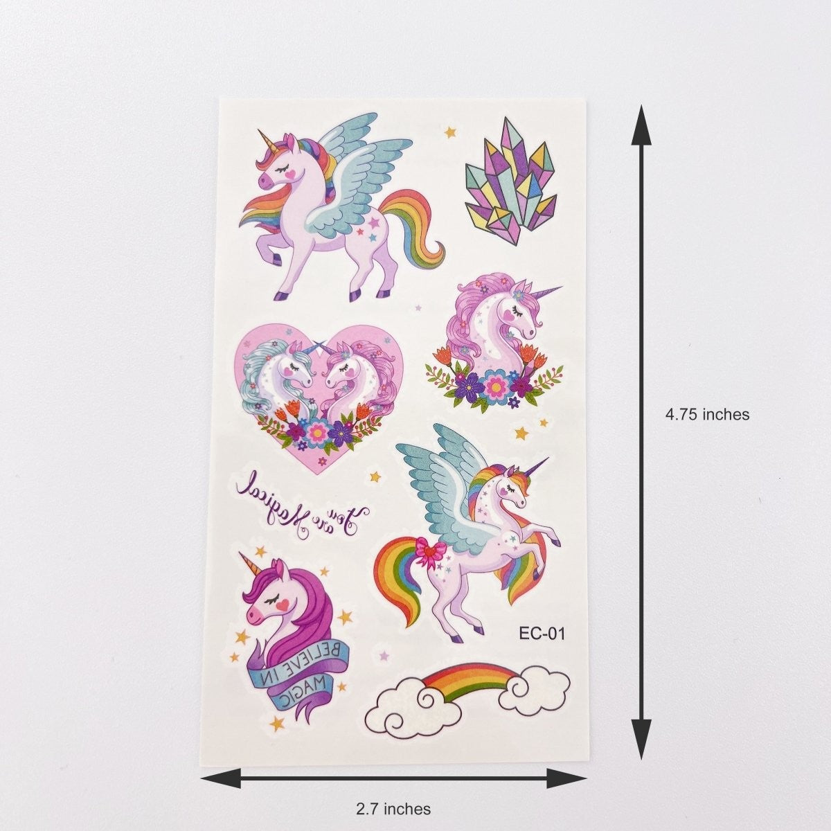 Unicorn Temporary Tattoos Sheets – 10 Non-Toxic Kids Party Favors