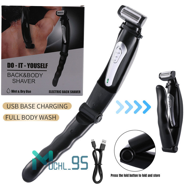 Rechargeable Electric Back Shaver for Men Long Handle Body Hair Removal Razor