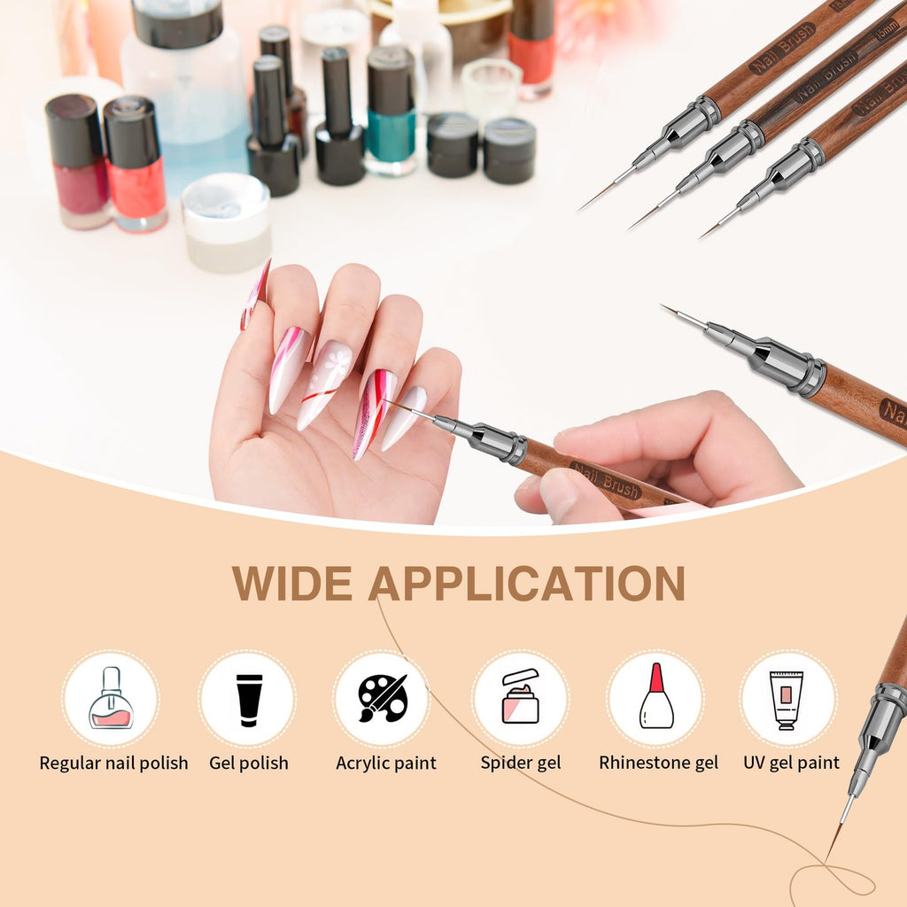 Wooden Nail Art Brushes Set - 5 Pcs Professional Nail Art Tools