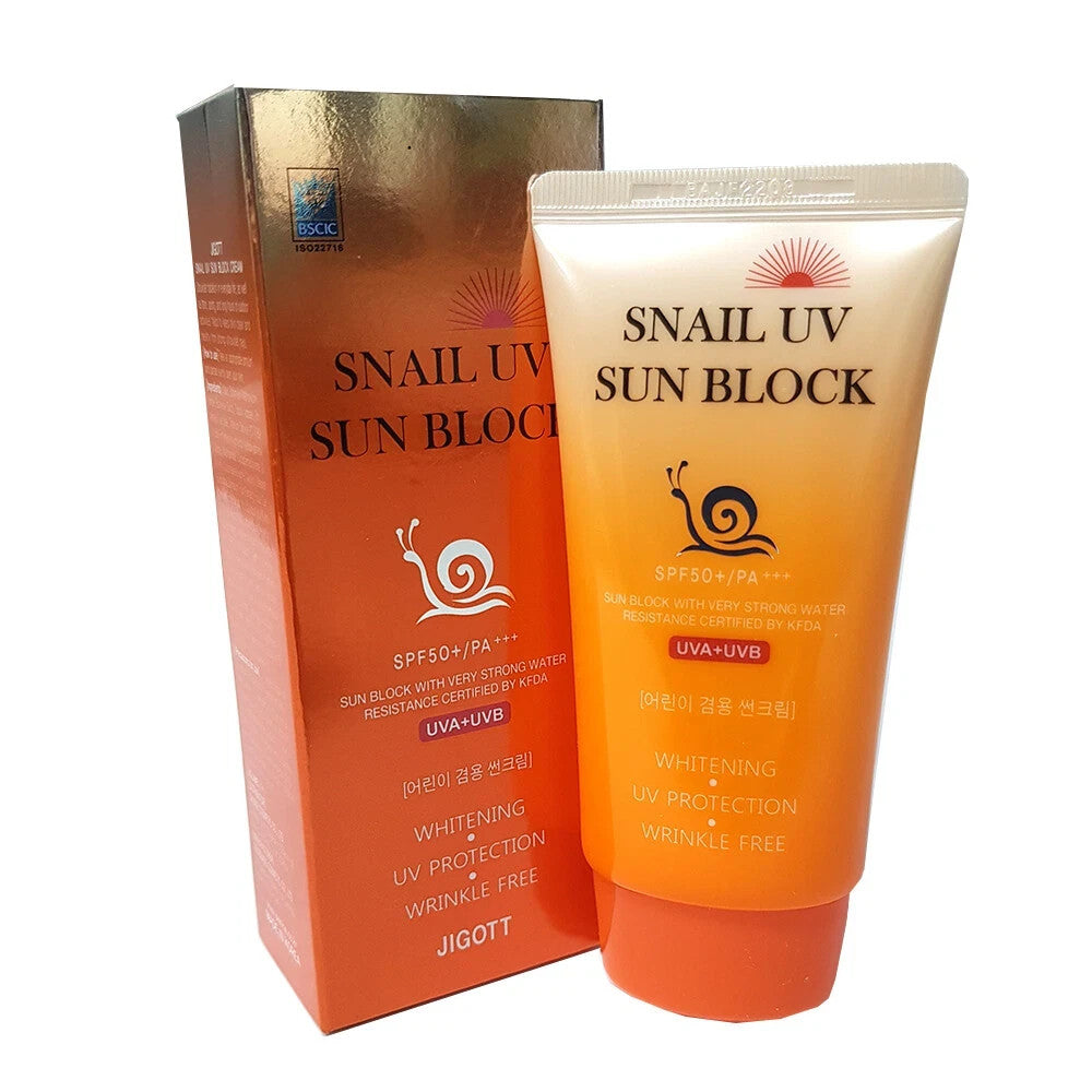 JIGOTT Snail UV Sun Block Cream SPF50+ PA+++ 70ml - Hydrating, Broad-Spectrum Sun Protection