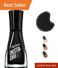 Quick Dry Black Nail Polish - 3-in-1 Glossy Top Coat & Base Color