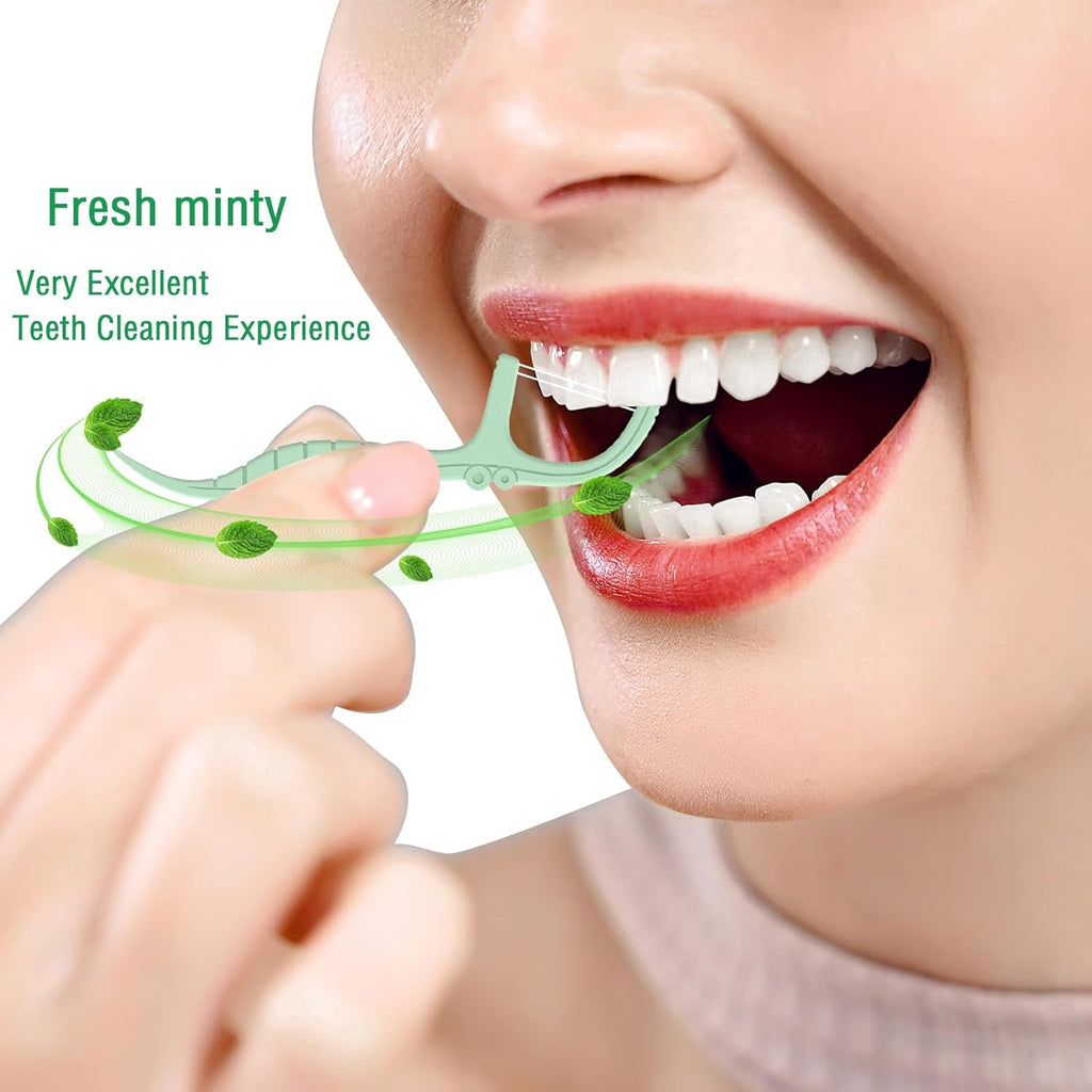 Mint Twin Line Dental Floss Picks - 300 Count, Dual-Action Oral Care Sticks