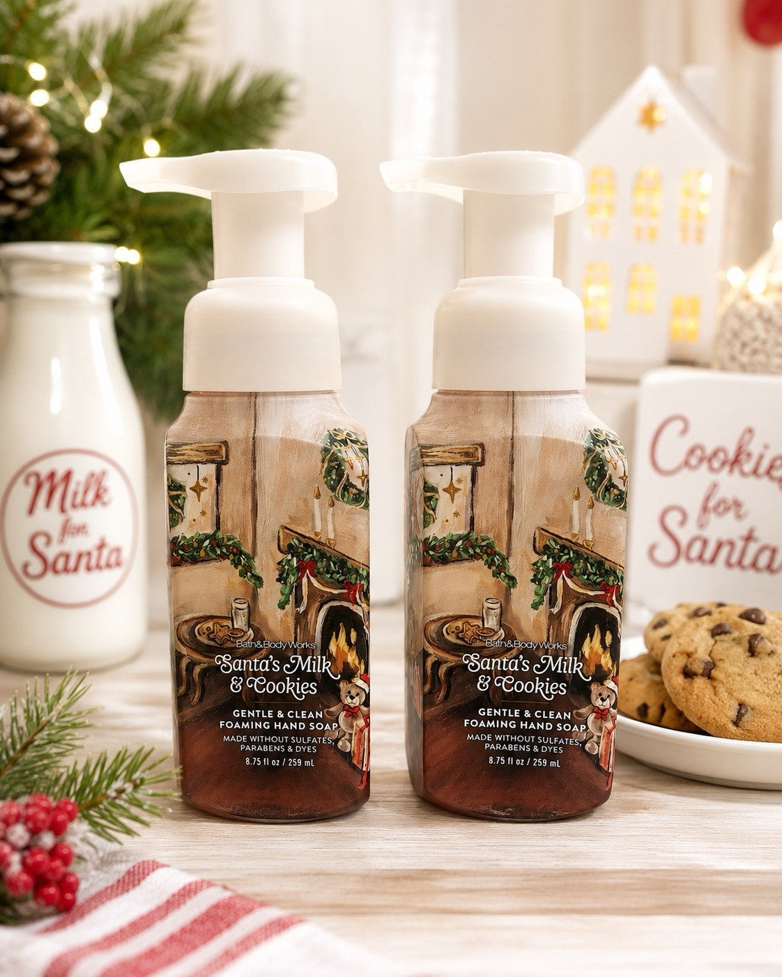 Bath & Body Works Santa's Milk & Cookies Hand Soap Set of 2 - Gentle Foaming