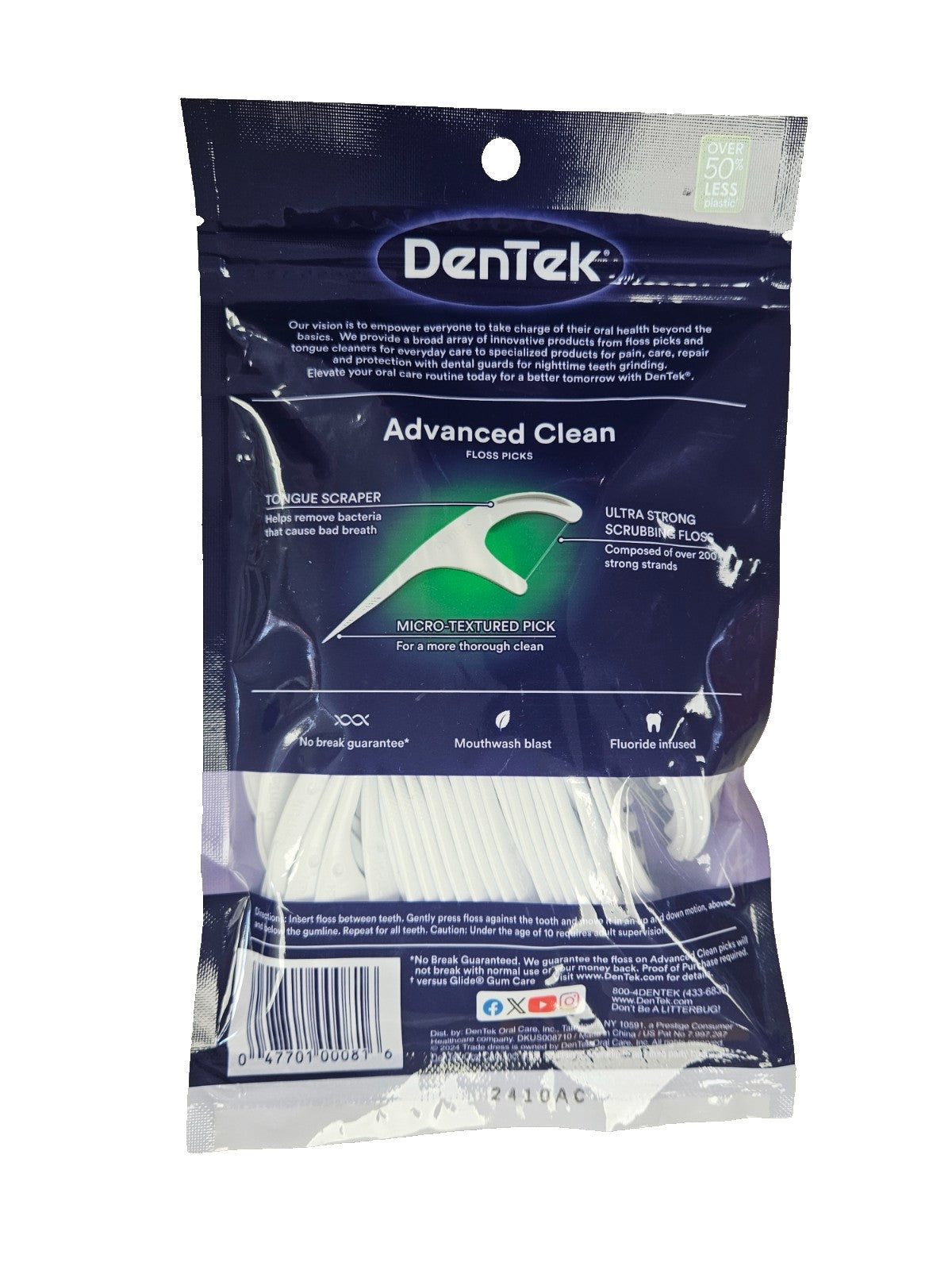 Extra Strong Dental Floss Picks - Triple Clean, 90 Count (3 Pack)