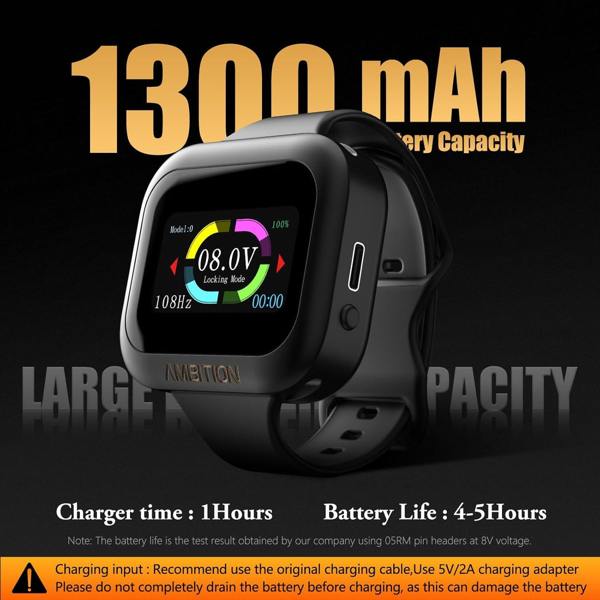 Ambition S1 Touch Screen Tattoo Power Supply – 1600mAh Lithium Battery