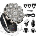 Men's Electric Head Shaver Wet & Dry Grooming Kit Bald Razor with Multiple Attachments