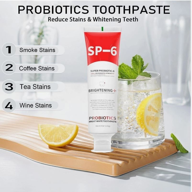 Probiotic Whitening Toothpaste with Natural Mint Flavor - 5 Pack