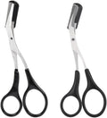 Eyebrow Trimmer Scissors with Comb & Non-Slip Grip - Stainless Steel Grooming Kit