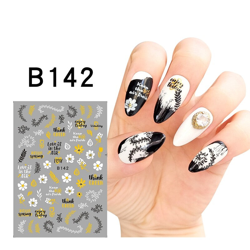 Nail Art Stickers Fish Shell Boat Flower Bee Daisy Leaf Design Sheet