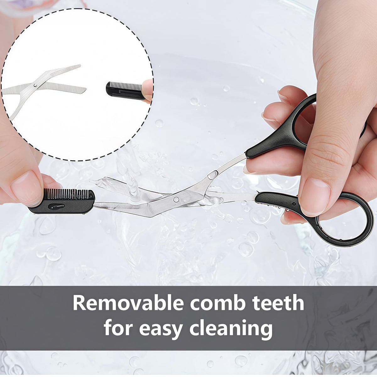 Eyebrow Trimmer Scissors with Comb & Non-Slip Grip - Stainless Steel Grooming Kit
