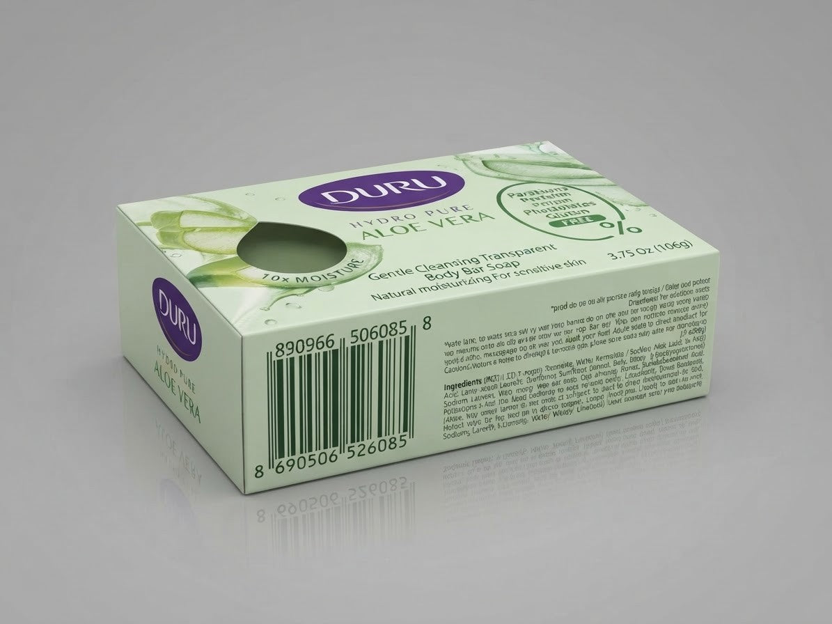 Duru Hydro Pure Aloe Vera Soap 4 Pack - Transparent Glycerin Bars for Sensitive Skin