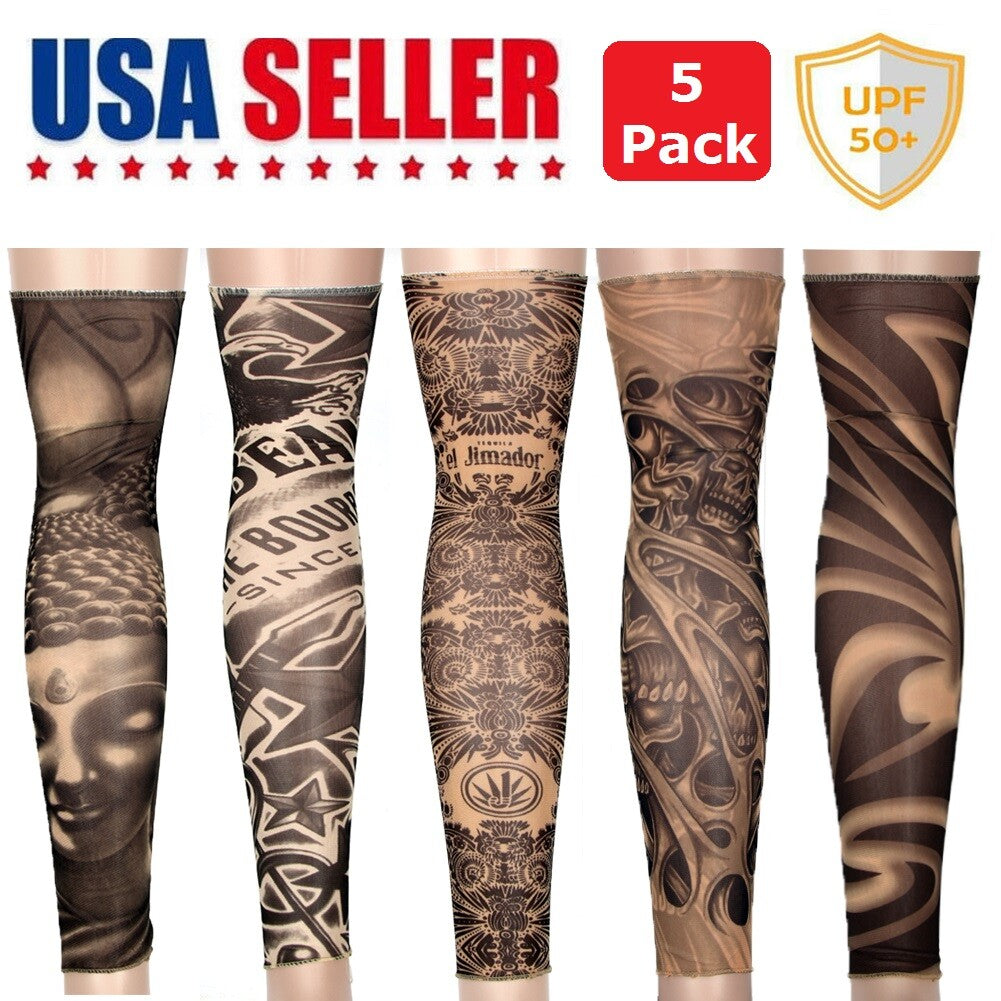 Arm Sleeves Tattoo Cooling UV Protection 5 Pack - Mixed Patterns