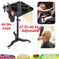 Mobile Salon Hairdressing Cart with 2 Bowls & Rolling Service Tray, Stainless Steel