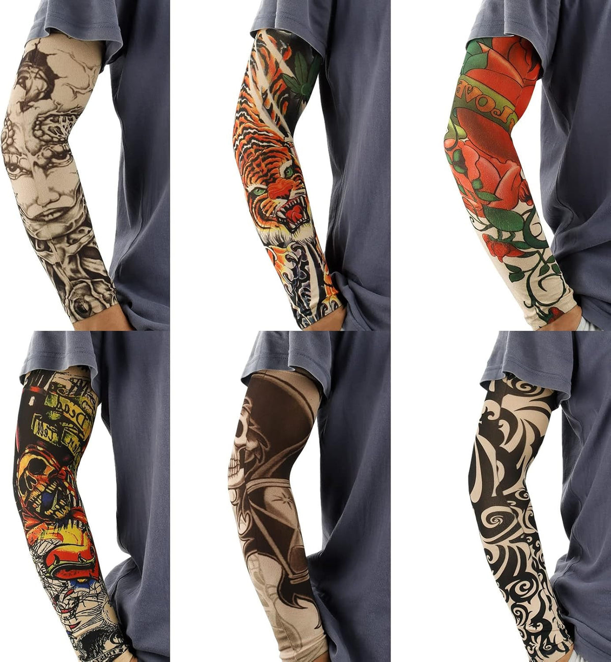 Tattoo Sleeves for Men 12-Piece Color Cover Arm Fake Tattoos