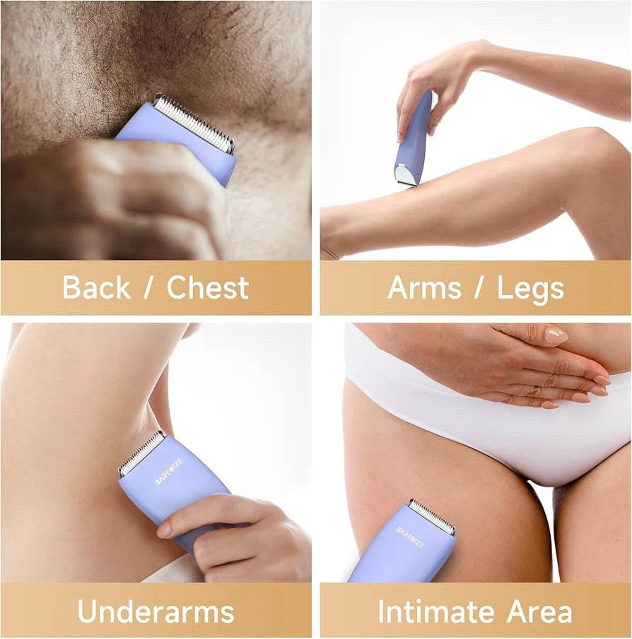 Women's Bikini Trimmer Waterproof Cordless Hair Removal Shaver with LED Light
