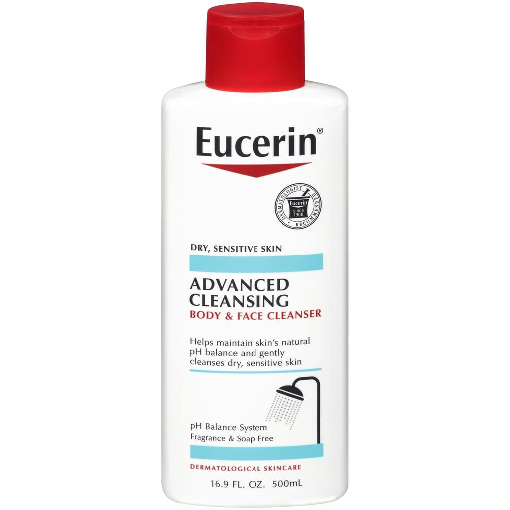 Eucerin Skin Calming Body Wash & Face Cleanser 16.9 oz - Gentle, pH-Balanced for Sensitive Skin