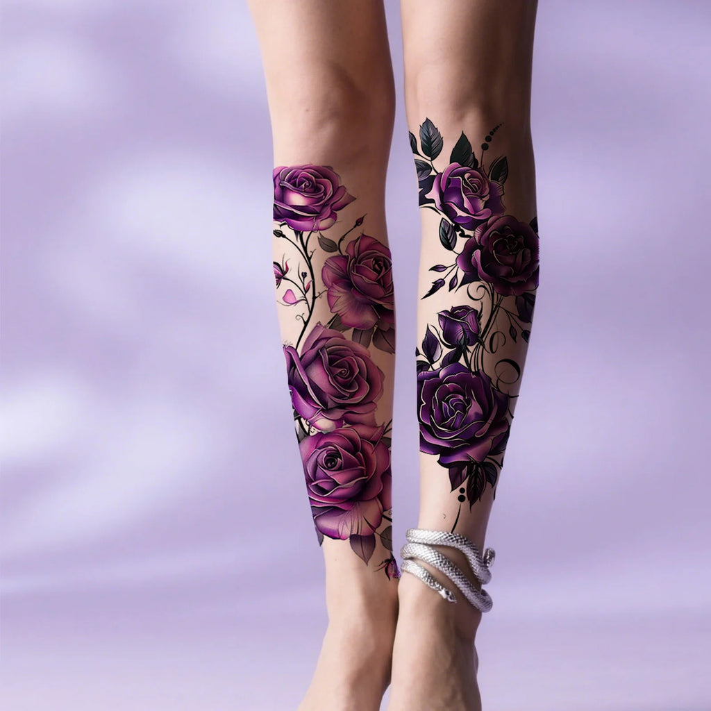 Waterproof Temporary Tattoo - Purple Flower Design for Women