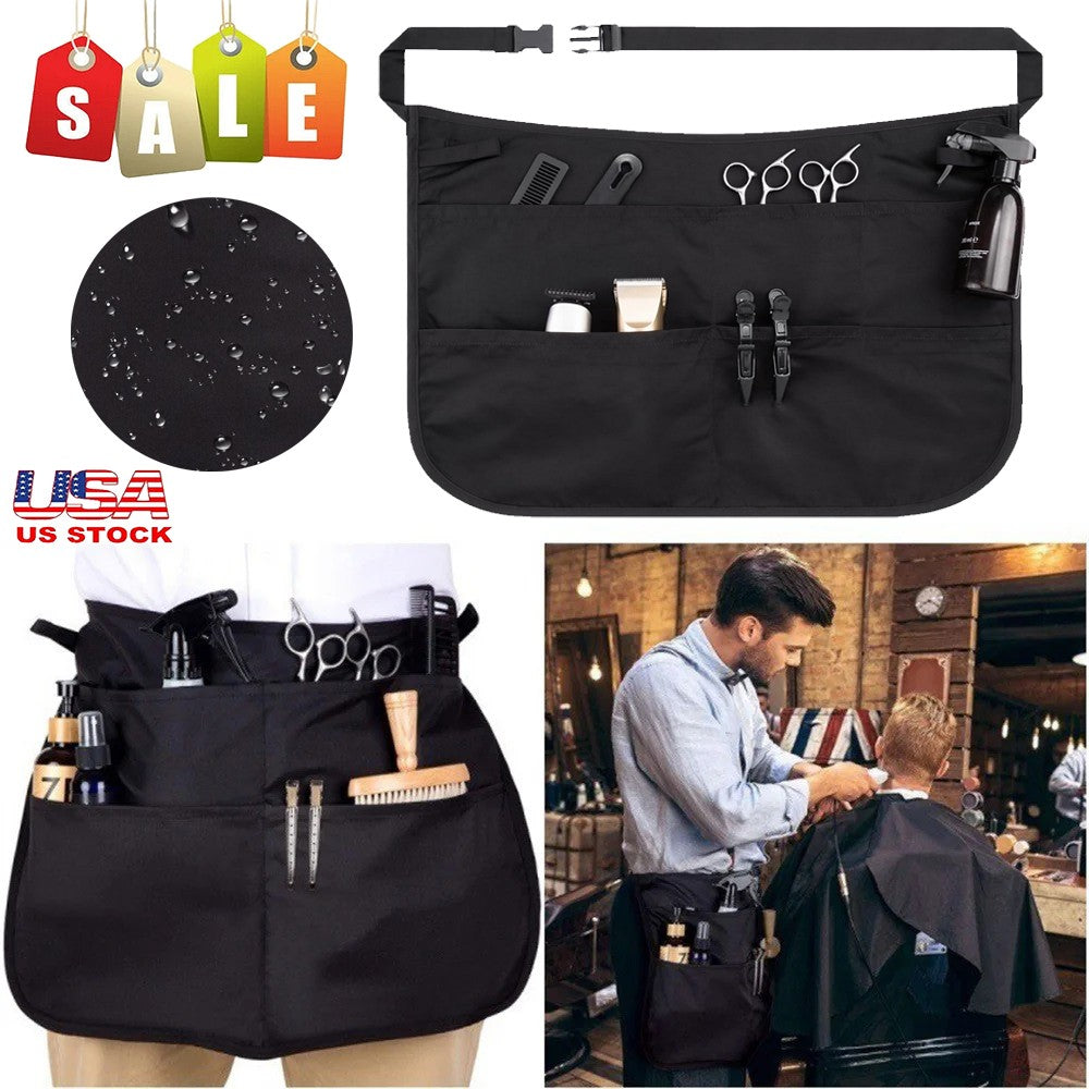 Waterproof Hair Stylist Apron with 5 Pockets for Men Women