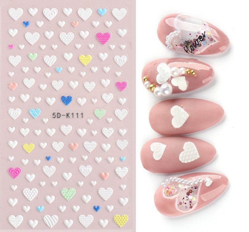 Valentine Heart Nail Art Stickers Self-Adhesive Decals for DIY Nails