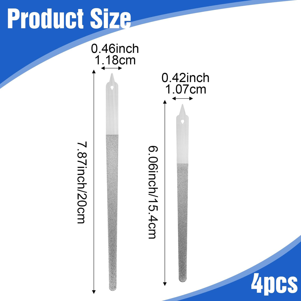 4 Pack Stainless Steel Double-Sided Nail File Set for Manicure and Nail Polishing