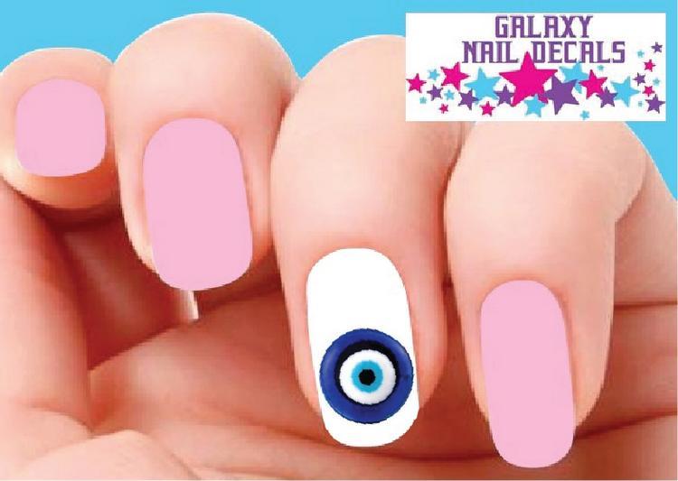 Waterslide Nail Decals - Set of 20 Blue Evil Eye Nail Art Stickers