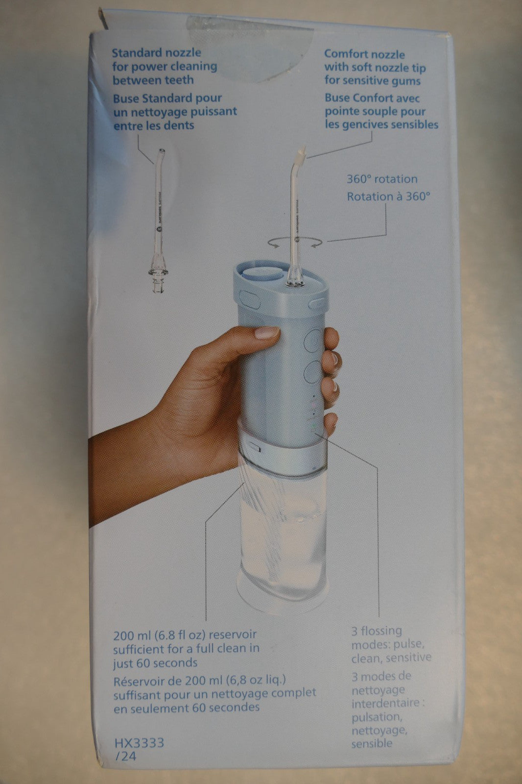Portable Water Flosser Compact Sonicare HX3333/24 for Oral Care