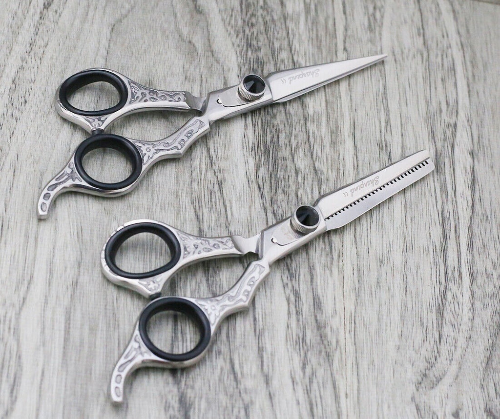 Professional Hair Cutting & Thinning Scissors Set with Razor and Pouch