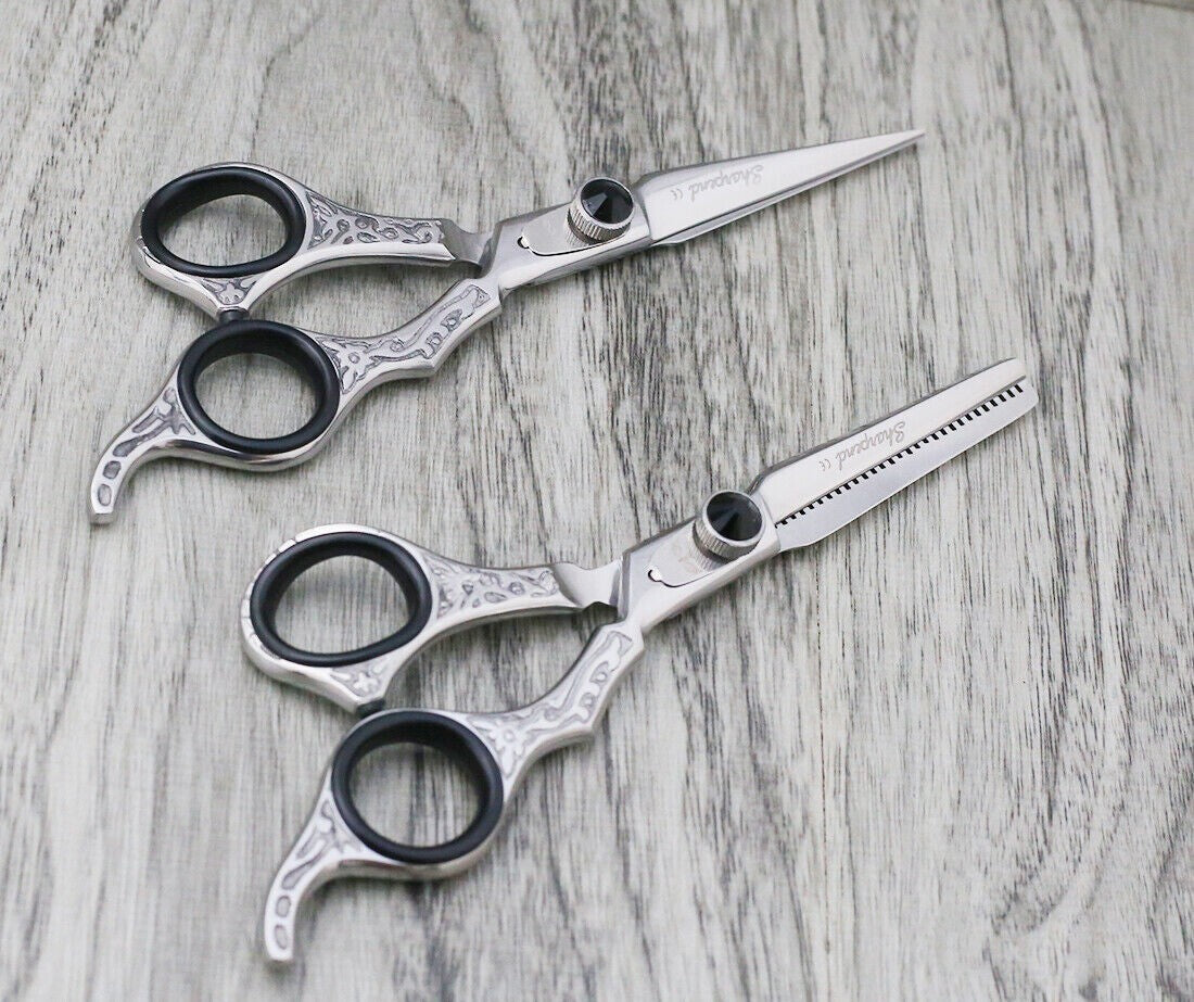 Professional Hair Cutting & Thinning Scissors Set with Razor and Pouch
